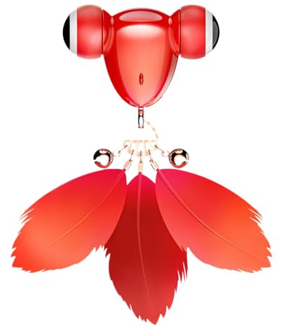 Machify Kitifish - Giocattolo automatico per gatti, originale, design interattivo, con piuma e campana, rosso, ricaricabile tramite USB, per gatti da interni, supporta la caccia e il gioco attivo per
