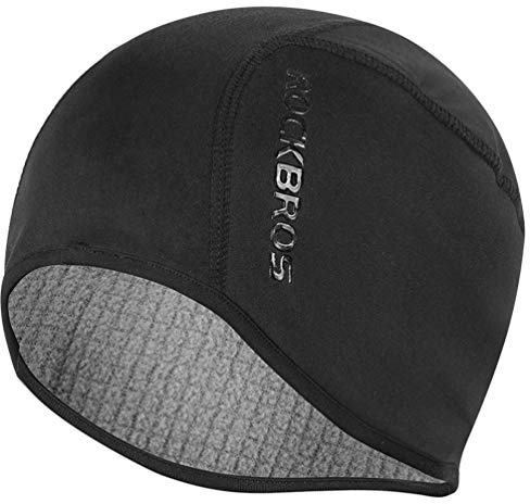 ROCKBROS Skull Cap Men & Women Thermal Cycling Helmet Liner Moisture Wicking Motorcycle Running Hat,Fits Under Helmets Black
