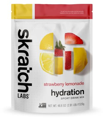 SKRATCH LABS Sport Hydration Drink Mix | Hidratos de Carbono, Electrólitos en polvo | 1320g | Fresa + Limón | Resistencia, entrenamiento, competición | Sin gluten, vegano