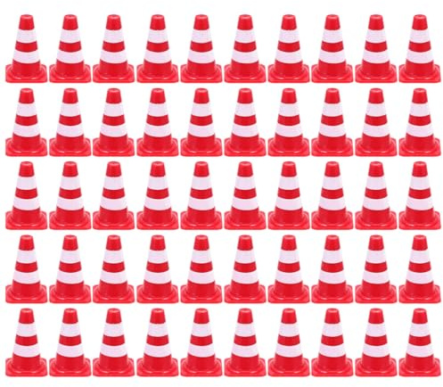 Toddmomy Mini Traffic Cones 50Pcs Safety Cone Toys for Kids Educational Road Sign Role Play Set Kindergarten Teaching Aid Portable Traffic Cognitive Toys