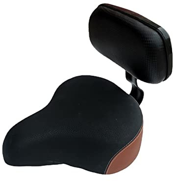 YEJIANGHUA Amre Big Bum Bicle Saddle cómodo Cojín del Asiento de Scooter eléctrico Suave con Respaldo de la Cubierta del Asiento de Bicicleta Universal Piezas de Ciclismo (Color : Brown Black)