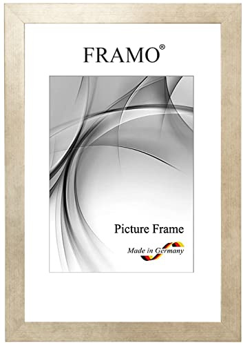 FRAMO Cornice foto 32 x 45 cm in legno massello | Champagner | Bordo esterno nero | Colore/dimensione selezionabile | cornici per manifesti | Puzzle | Poster | N°106