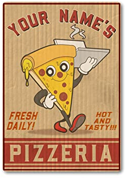 Personalised Pizzeria METAL Sign Plaque for your Garden Kitchen, perfect for Italian Pizza Oven or Bar. A touch of Italy (A4 (197mm x 283mm))