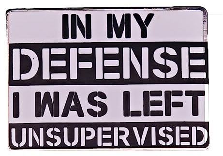 In My Defense I Was Left Unsupervised Brooch Funny Sarcasm Humor Sarcastic Joke Saying Word Enamel Lapel Pins Badges for Backpacks Clothes Bags Jackets Hat Decor DIY Craft Accessories