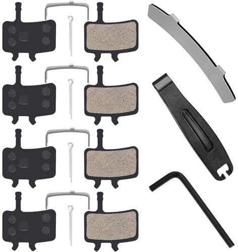 4 Pairs Bike Disc Brake Pads Compatible for SRAM Avid BB7 Juicy 3 Juicy 5 Juicy 7 MTB Brake Pads with 3 Installation Tools, Bicycle Brake Pads for Mountain Bike Ebike Scooters