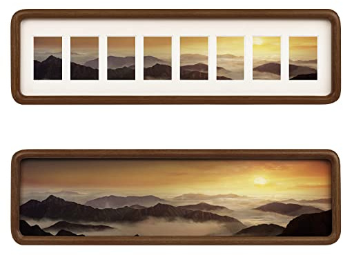 Hans 4x16 Frames Collage Photo Frame Single Mat with Eight 1.5x2.5 Openings and Satin Solid Frame Horizontal or Vertical(8 Openings)