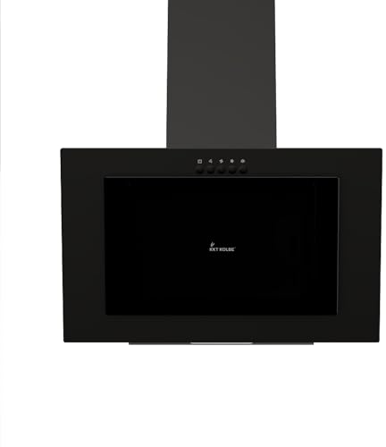 Hotte aspirante cuisine 60 cm | Inclinées | acier inoxydable | verre noir | Opération bouton poussoir | VTH601S