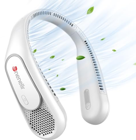 Dnenellr Ventilatore da Collo, Ventilatore Portatile Personale Indossabile a Batteria da 6000mAh, Terza Marcia, Senza Foglie, Ricaricabile, Design a Mani Libere, Ventilatore Senza Lama Alimentata