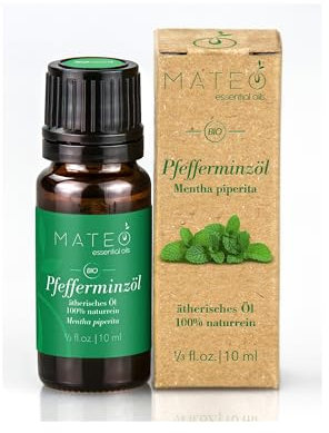 MateoEssentialsOils - 100% Reines und Natürlich Pfefferminzöl – Mentha Piperita - unverdünnt, therapeutische Qualität - Erfrischend – Ideal für Aromatherapie, Diffusor, Massage & Wellness – 10 ml.