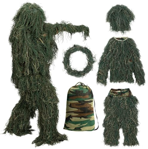 Tough Outfitters Ghillie Suit Men - Leafy Camo Outfit - Leafy Suit for Turkey Hunting - Camo Clothes - Effective Leaf Camouflage for Hunting - Bush Costume - Adult Camouflage Set