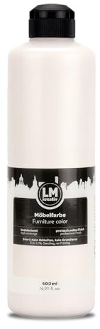LM Peinture Meuble 500 ml - Blanc - | Peinture Meuble Cuisine Sans Ponçage | Haute Couvrance pour Intérieur et Extérieur | Faible Odeur et Écologique