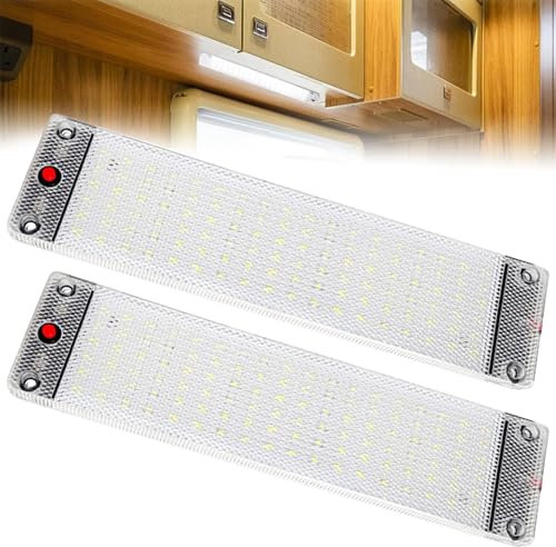 2 PCS LED Interior Light,108 LEDs 12W 12V-85V Universal Roof Bright Interior Light,Portable Vehicle Lighting Lamp with ON/OFF Switch for Car Caravan Truck Camper Van Motorhome Dome Ceiling(White)