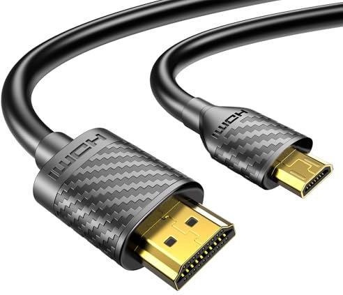 Micro HDMI to HDMI Cable 4K 60Hz, MicroHDMI Adapter Cord for Raspberry Pi 5 4, Camera, GoPro Hero 7 6 5, Lenovo Yoga, HDTV, Monitor, Canon/Nikon/Sony HDR Video & Audio Capture Card - Long 1m