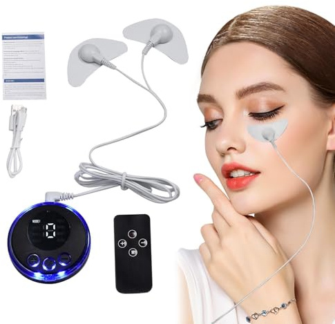 Masajista facial reafirmante - Dispositivo de masaje EMS, parches reutilizables | Masajista eléctrico con microcourant, 8 modos de masaje, 19 niveles de intensidad para la cara y el cuerpo, efecto de