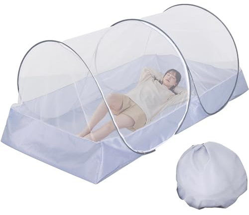 LUKIUP Moskitonetz Pop Up Einzelbett, 200 * 100 * 73cm, Faltbares Mückennetz, Netz Reise Ohne Aufhängung,Mosquito Net, Moskitonetz Bett für Zuhause und Camping Geeignet