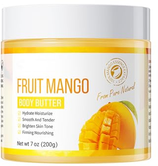 Crema Corporal Body Butter Lotion - Hidratante Intenso Para Piel Seca - Loción Blanqueadora y Nutritiva para un Brillante y Uniforme Ton de Piel - Fórmula Ligera y de Absorción Rápida (mango) - 200g