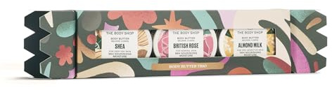 The Body Shop Body Butter Trio Gift Set (3x 50ml), Festive Mini Body Butters in Shea, Almond Milk & British Rose, Rich Moisturisers for Soft & Smooth Skin, Vegan