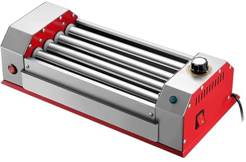 Macchina a rullo per hot dog, fornello da tavolo per salsicce con rulli termici in acciaio inossidabile, controllo della temperatura 0-250 ℃, facile da pulire per la colazione in cucina