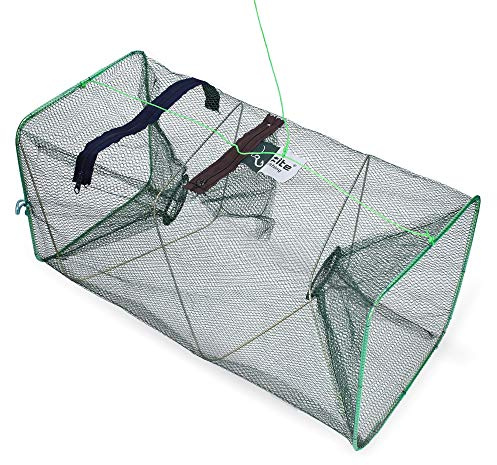 Zite Fiske bete fiskfälla fisk återanvändbar Aalreuse krabbfälla vikbar med matpåse – fyrkant 55 x 25 cm