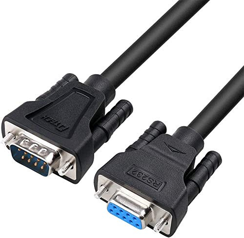 DTECH DB9 RS232 Cable de serie macho hembra cable de módem nulo cable de apretón de manos completo para comunicación de datos (1,5 pies, negro)
