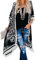 S-kini Damen Kimono Cardigan Sommer Strandkleid Lang Chiffon Strandponcho Pareo Boho Bikini (Schwarz)
