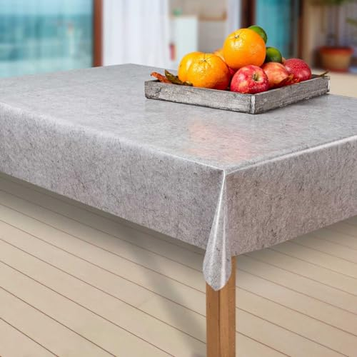 laro Wachstuch-Tischdecke Abwaschbar Garten-Tischdecke Wachstischdecke PVC Plastik-Tischdecken Eckig Meterware Wasserabweisend Abwischbar EZ, Muster:Unifarben grau/hellgrau, Größe:100x260