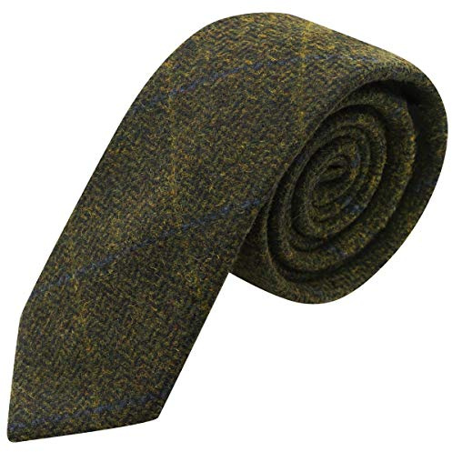 King & Priory pojkar enbär grön fiskbensmönstrad rutig slips, tweed, gRÖN, en storlek