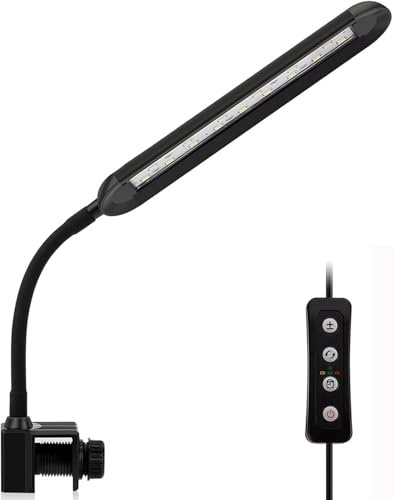 Lampe d'aquarium, 3 modes de couleur de lumière, 5 niveaux de réglage de la luminosité avec minuterie et fonction mémoire, éclairage adapté pour plantes aquatiques et aquariums d'eau douce (9 W pour