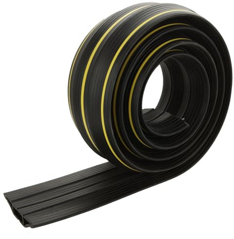 AKOLAFE 2M Cable Protector Floor Cable Cover Outdoor Black Rubber Wire Protector Waterproof Animal Proof Wire Covers with 3 Cord Channels for Garages, Offices, Retail, Gyms, Factories Protection