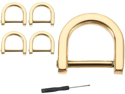 Lhbwhiz 4 Stück D-Ringe,Zinklegierung U Form Hufeisen Einschraubschnalle D-Ringe,für Heimwerker, gepäck Rucksack Schlüsselanhänger accessorires(Hell Gold,15mm)