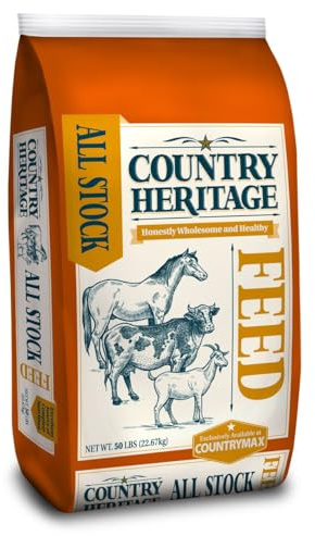 Country Heritage All Stock 12% Protein Textured Feed Multipurpose Diet for Horses, Cattle, Sheep and Goats 50 Pounds