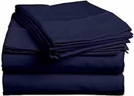 Waterlily 100% Bamboo Lyocell Bedding Set 4 Pcs Duvet Cover Fitted Sheet Pillowcases Double King Organic Natural Soft Vegan Silk Luxury Bed Linen (Midnight Navy, Double)