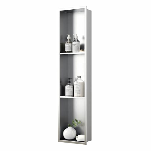 Neodrain 304 Stainless Steel Shower Niche Wall Insert 90 x 20 x 10 cm | 3-Tier Shelf Shower Storage for Bathroom Renovation