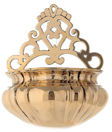 Holyart Acquasantiera Conchiglia Ottone lucidato 30x30x10 cm