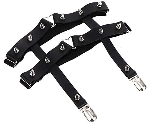 DEARMAMY 1pezzi Cintura da Donna in Stile Punk Design Regolabile Fibbia Cinturone Elastico Antiscivolo per Legatura Gamba