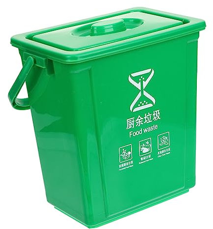 ANDRESLAD Kitchen Compost Bin Lid and Handle 10l Plastic Food Waste Container Rectangular Recycling Trashcan Indoor Kitchen Compost Container