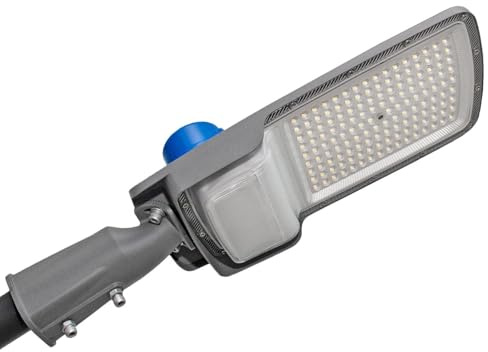 Lampione armatura stradale alta efficienza illuminazione LED15000 lm inclinazione regolabile luce per viali strade sentieri giardino 230V (sensore crepuscolare - Grigio - 100w - luce fredda 6500k)