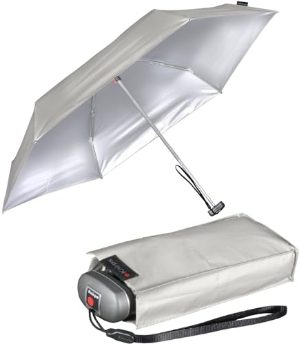 Knirps mini Taschenschirm Travel mit UV- und Hitze-Schutz - Silver Heatshield - stone
