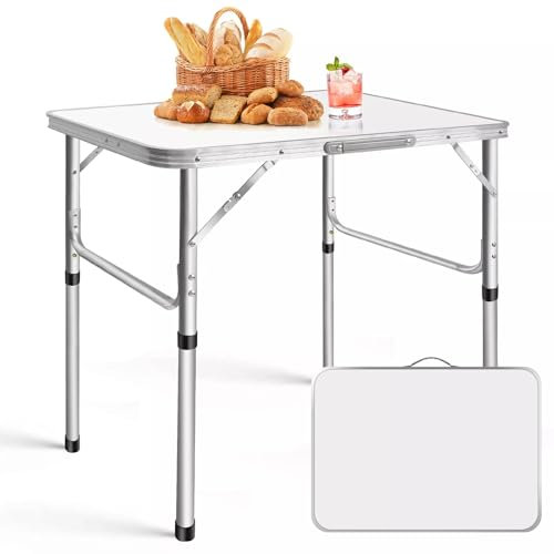 Lucn 2.5FT Folding Table Camping Table for Buffet Wedding Market Garden Party 75 * 55 * 70cm - 2 Height 33CM/70CM