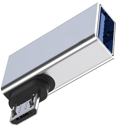 MHADBKH 90 Degree Angled USB A Female to MicroUSB Male OTGs Adapters With Charging Port For Data Transfer And Power Supply
