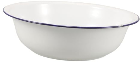 EXQUIMEUBLE Bassin Émail Rétro pour Bain de Multiusage pour Trempage Lavage Du Visage Pédicure et Lessive et Facile à Nettoyer Bord Bleu Fin