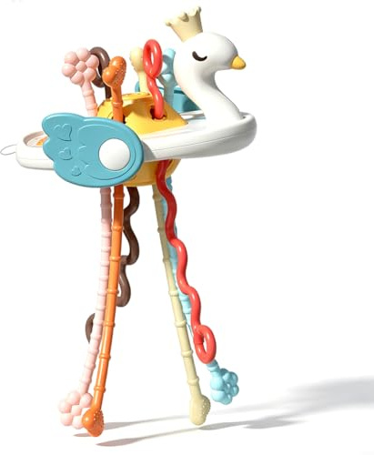 WFKKMEQ Montessori Juguete, Juguetes Sensoriales para Bebés Juguete de Cuerda de Tracción de Silicona Juegos de Desarrollo Temprano Regalo para Bebés para Habilidades Motoras Finas