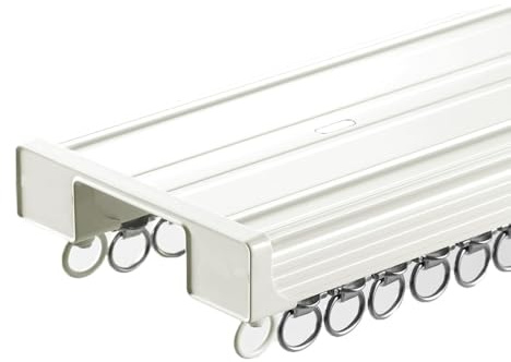 Dubbel spår stång aluminium takmontering tysta rullar för smidig glidning två rader (vit 240 cm) – perfekt för heminredning och fönsterbehandling.