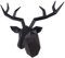 Keygift - Decoración de cabeza de ciervo para pared, diseño geométrico negro con cuernos de ciervo; escultura de pared de resina de taxidermia sintética, cabeza de animal, 35,5 x 14 x 28 cm