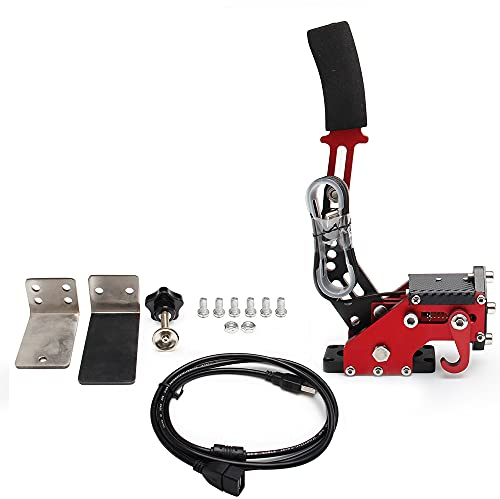 Bruce & Shark Frein à Main USB 14 Bits pour Support de Volant de Jeux de Course G27 / G29 G920 PC Rouge (Uniquement pour PC, Pas pour Xbox et PS4/PS5)