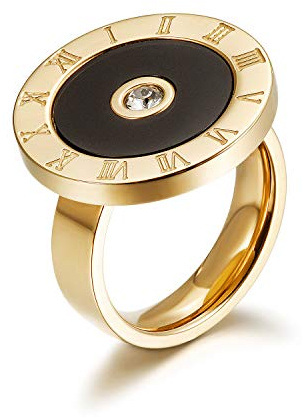 CIUNOFOR 14K Gold Plated Ring Simulated Diamond CZ Cocktail Rings for Women Gold Statement RingsWide Bands Parallel Bar Ring for Men Customized Personalized (Style 2, 9)