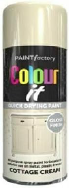 HOMION Colour it prime spray paint 400ml sunshine gloss or matt finish quick drying metal wood aerosol (1, COTTAGE CREAM GLOSS)