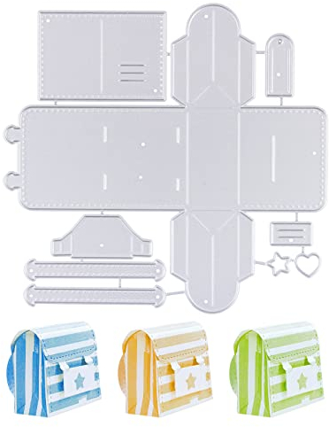 BETESSIN Stanzschablonen Schultasche Box Stanzform Schachtel Klein Geschenkbox Süßigkeitenbox Metall Prägeschablone Cutting Dies Stanzmaschinen DIY Schüler Schulanfang Geschenk