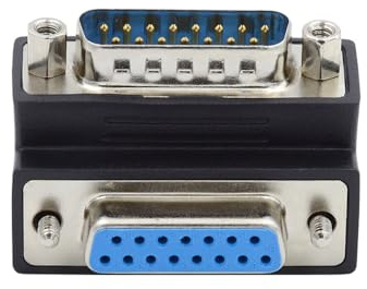 xiwai Adaptador serie DB15 D-SUB RS232 de 15 pines adaptador D-subminiatura macho a hembra con tuercas de tornillo Conector DB hacia abajo 90 grados en ángulo