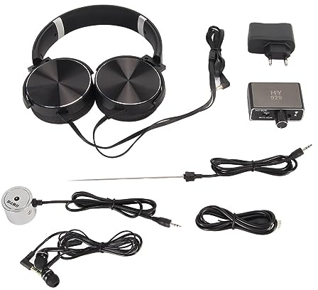 Kit Rilevatore di Perdite D'acqua Tester Monitor Perdite Tubature Acqua Domestiche con Kit Auricolari e Cuffie Doppia Sonda per Rilevamento Perdite D'acqua Domestiche (Spina UE)